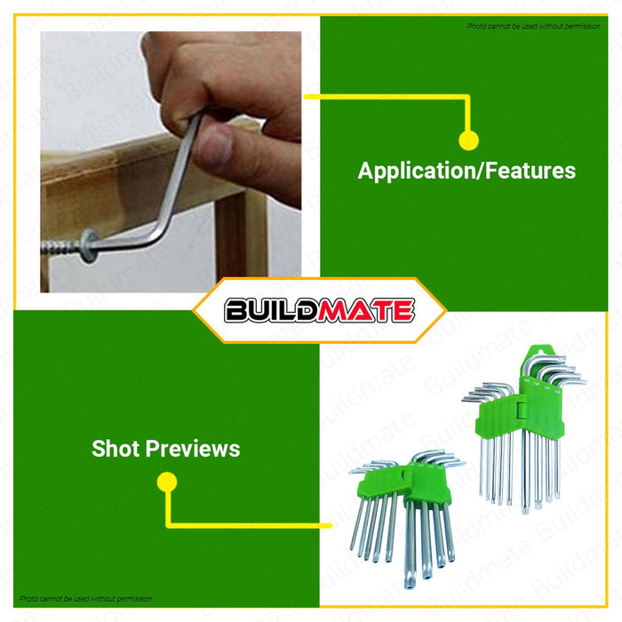 HOYOMA Japan Long Torx Key W/B/C/ 9PCS/SET Key Wrench Anti-Slip Coating H-NL008 •BUILDMATE• HYMHT