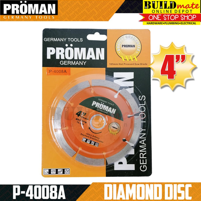 Diamond Cutting Disc Wheel  4" PROMAN GERMANY / HOYOMA JAPAN •BUILDMATE•