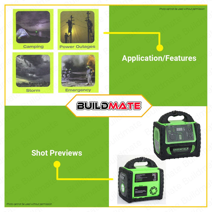 GREENFIELD Portable Power Station Inverter Supply Bank Generator 400W GPS400W •BUILDMATE•