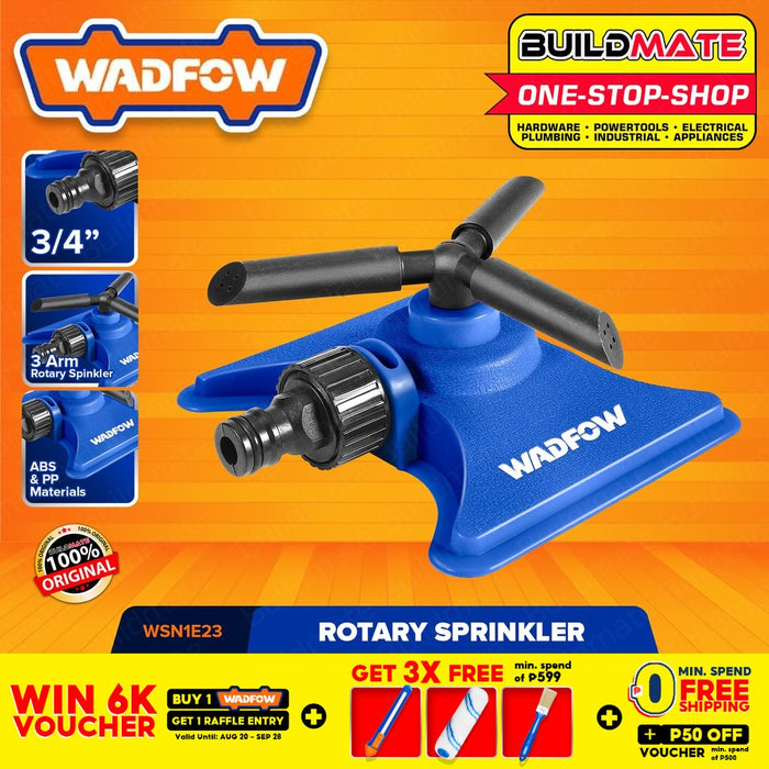 WADFOW Plastic 3 Arm Rotatory Sprinkler With 3/4 Tool Adaptor Water Spray Garden Sprayer WSN1E23 WHT