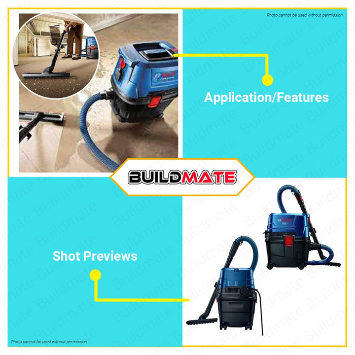 BUILDMATE Bosch 1100W  Heavy Duty Industrial 15L Vacuum Cleaner GAS 15 06019E50K0 BPT