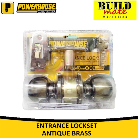 POWERHOUSE Entrance Lockset Antique Brass 587AB-ET - PHDH