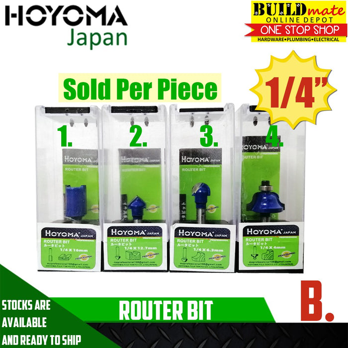 Hoyoma Router Bits (SOLD PER PIECE) 1/4" •BUILDMATE• 