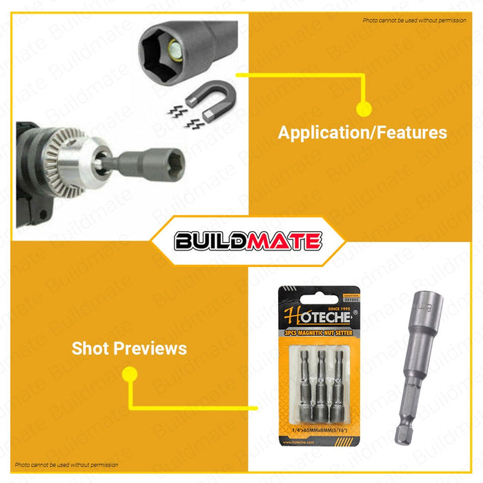 HOTECHE 3PCS/SET 8mm Magnetic Nut Setter Tex Screw  HTC-251005 100% ORIGINAL / AUTHENTIC •BUILDMATE•