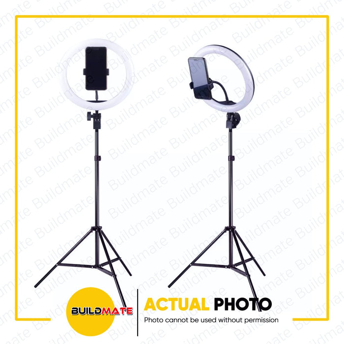 Dimmable 10" LED Selfie Ring Light with 6ft Tripod Stand and Phone Holder 26cm •BUILDMATE•