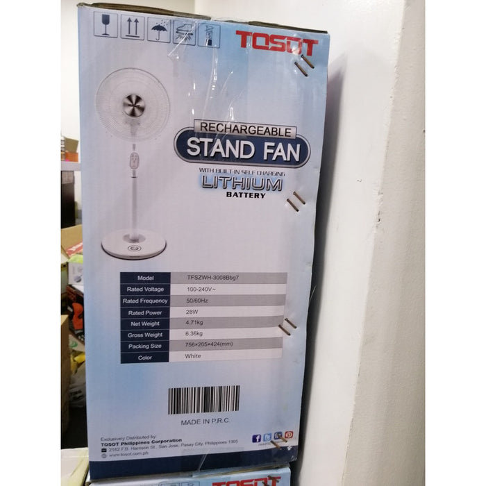 TOSOT Rechargeable Stand Fan 12" TFSZWH-3008Bbg7