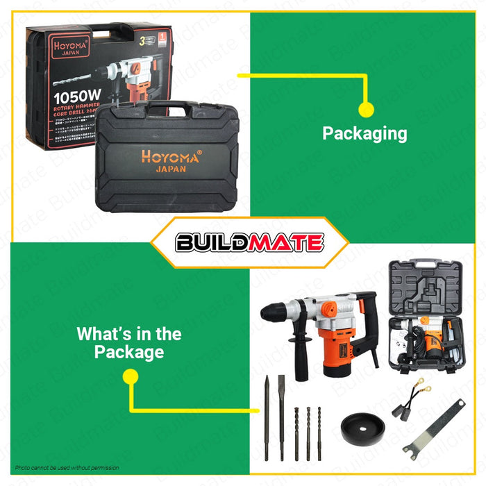HOYOMA JAPAN Rotary Hammer Drill 1050W 26mm HT-RH1050 •BUILDMATE•