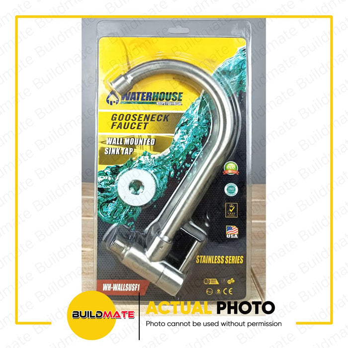 WATERHOUSE by POWERHOUSE Stainless Wall Mount Gooseneck Faucet Design F1 480G •BUILDMATE• PHWH