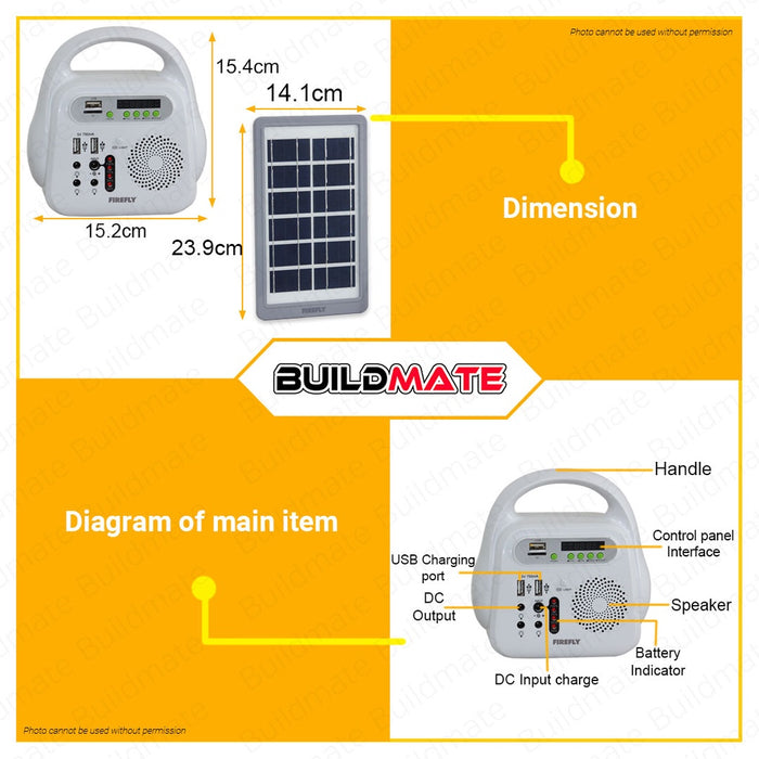 FIREFLY Multifunction Emergency Lamp Flash Light  Portable Bank with EML & Solar Panel FEL414