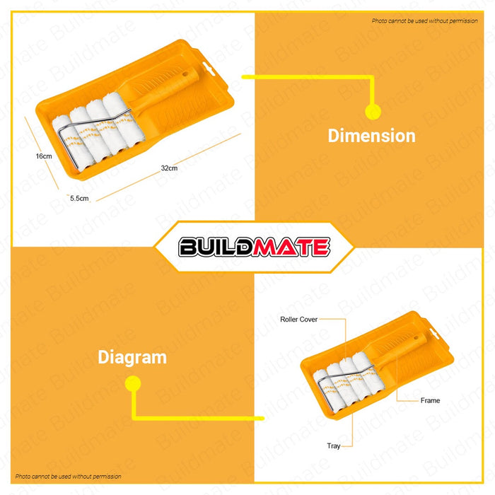 Ingco 6 in 1 Cylinder Paint Roller Brush 6in1 Set HKTCB061004 AUTHENTIC •BUILDMATE• HT2