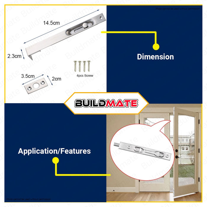 STAR WHEEL 6 Inches Door Inside Flush Bolt Lock #142-6'' SC 100% ORIGINAL / AUTHENTIC •BUILDMATE•
