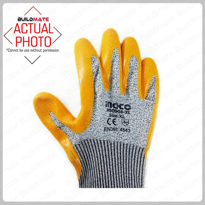 BUILDMATE Ingco Safety Gloves Cut Resistance Abrasion Hand Protection Horticulture HGCG08-XL • IHT