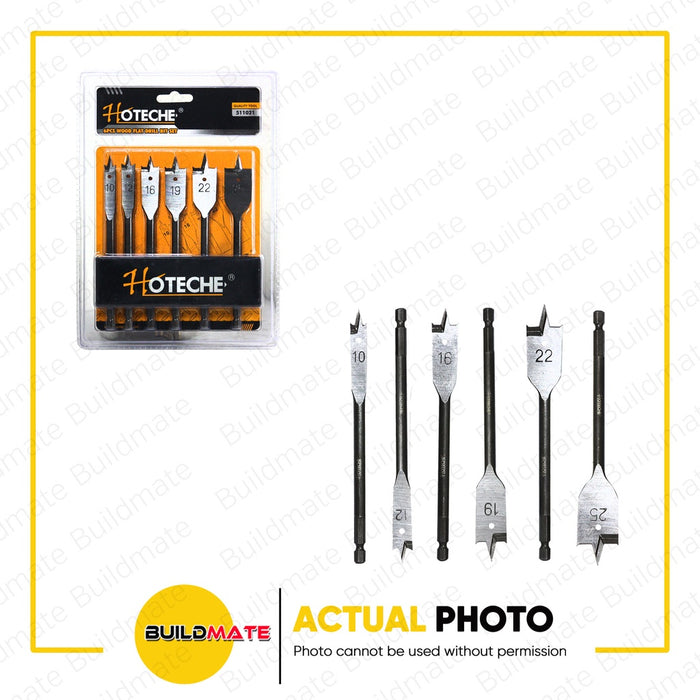 HOTECHE 6PCS/SET Wood Flat Drill Bit Set HTC-511021 •BUILDMATE•