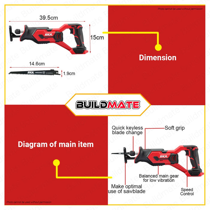SKIL Cordless Reciprocating Saw 20V SW1E3470CA BARE UNIT ONLY •BUILDMATE•