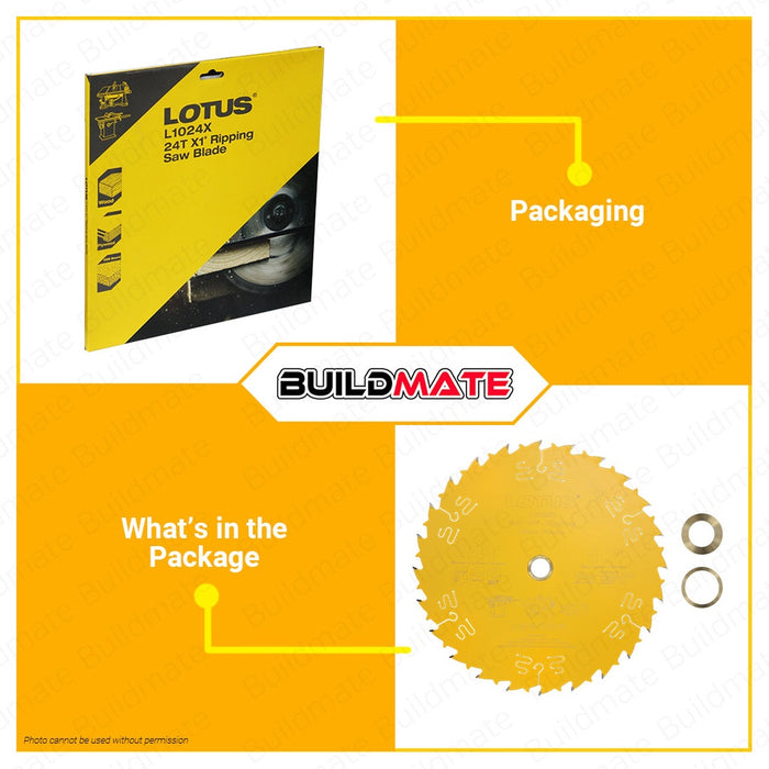Lotus X1 Ripping Wood Saw Blade Diablo Style 10 Inch x 24T x 25.4mm Circular Saw L1024X •BUILDMATE•