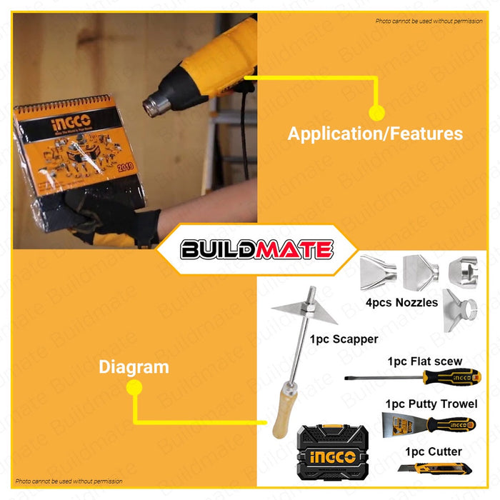 INGCO Hot Air Temperature Heat Gun 2000W HG200028 •BUILDMATE• IPT