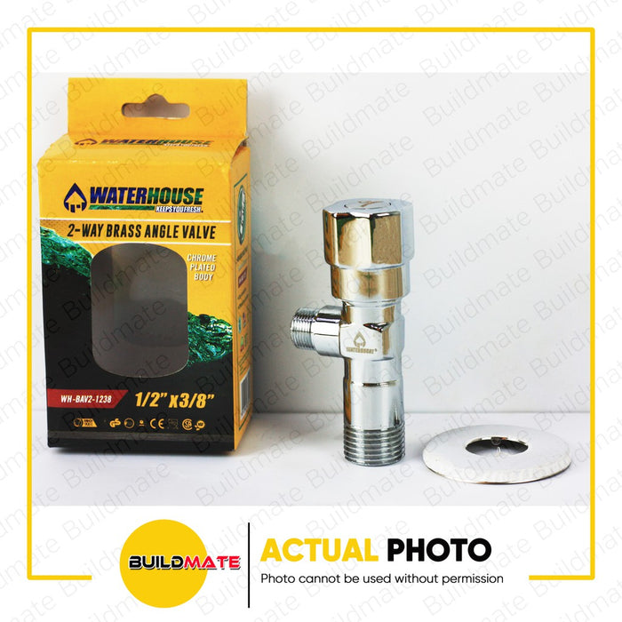 WATERHOUSE 2 Way Brass Angle Valve in Chrome Plated Body 1/2" X 1/2" | 1/2" X 3/8" SOLD PER PIECE