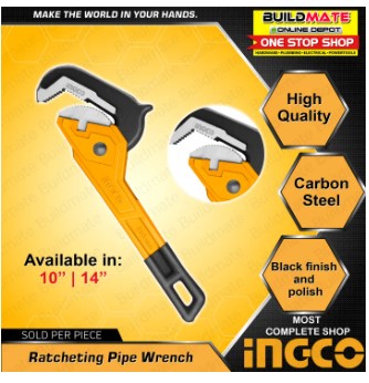 INGCO Ratcheting Pipe Wrench Carbon Steel •BUILDMATE• IHT