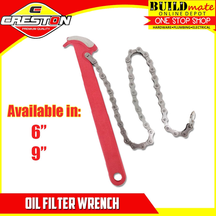 CRESTON Oil Filter Wrench 6" | 9" SOLD PER PIECE •BUILDMATE•