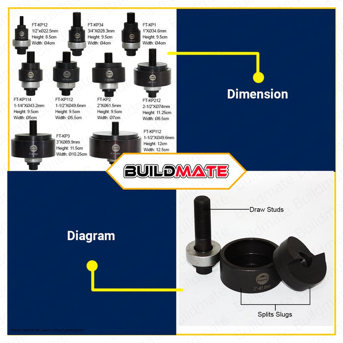 FUJIMA JAPAN Knockout Die Punch Punches 3 x 89.9mm FT-KP3 •BUILDMATE•