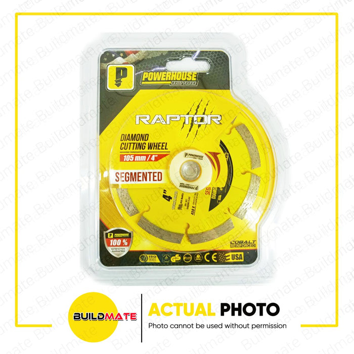 POWERHOUSE RAPTOR SERIES Diamond Cutting Wheel Disc Segmented (Dry) Cut 4" •BUILDMATE• PTAA