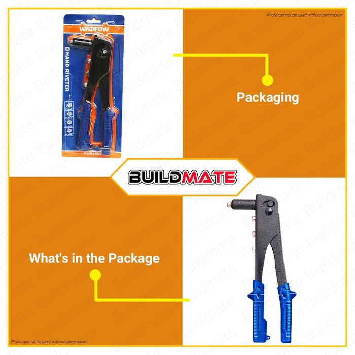 WADFOW Hand Riveter 9.5" Inch Applicable Aluminum Alloy Body Rivet Durable WHR1609  •BUILDMATE• WHT