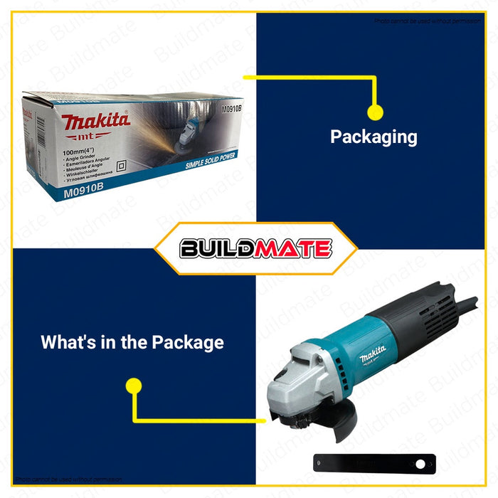 MAKITA Original Angle Grinder 4" with Safety Toggle Back Switch 540W M0910M / M0910B •BUILDMATE•