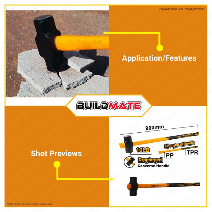 INGCO Sledge Hammer Sledgehammer 10lbs Converse Handle HSM01108D  AUTHENTIC •BUILDMATE• IHT