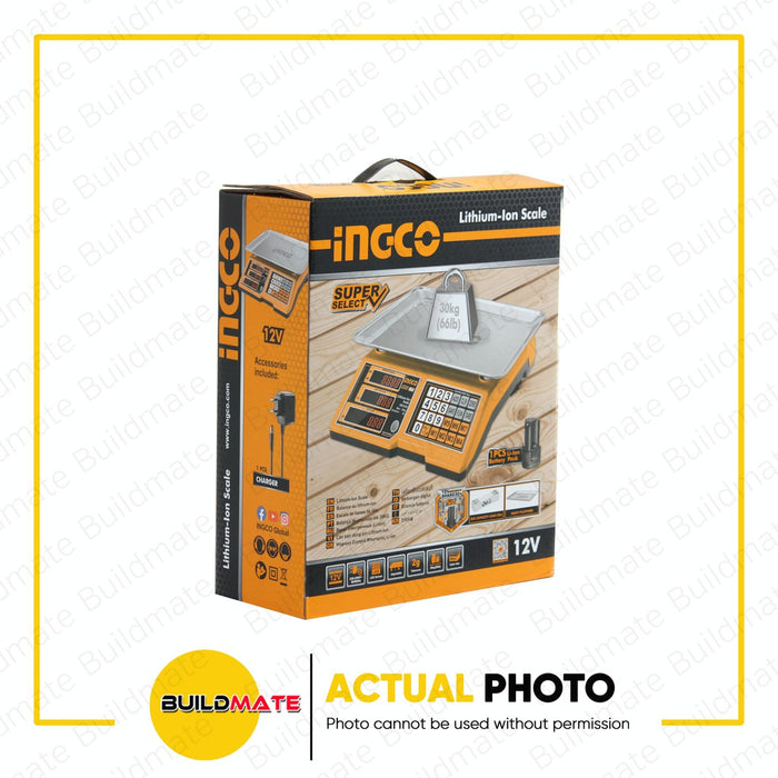 INGCO 12V Lithium-Ion Rechargeable Wireless Scale 30Kkg SUPER SELECT 12V CES1223 •BUILDMATE• IPT