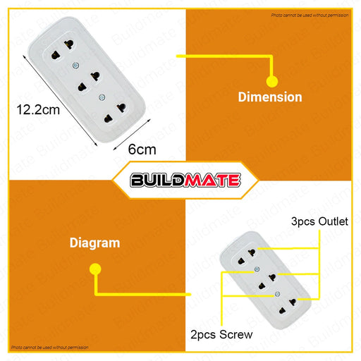 OMNI Surface 3-Gang Convenience Outlet 10A 250V WSO-003 •BUILDMATE•
