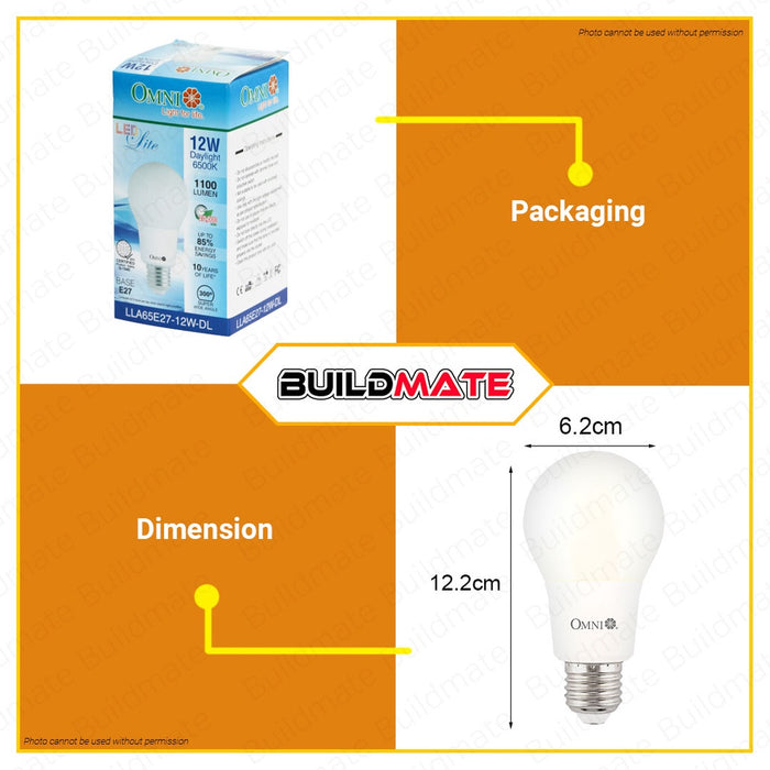 OMNI LED Lite A65 Bulb 12W LLA65E27-12W •BUILDMATE•