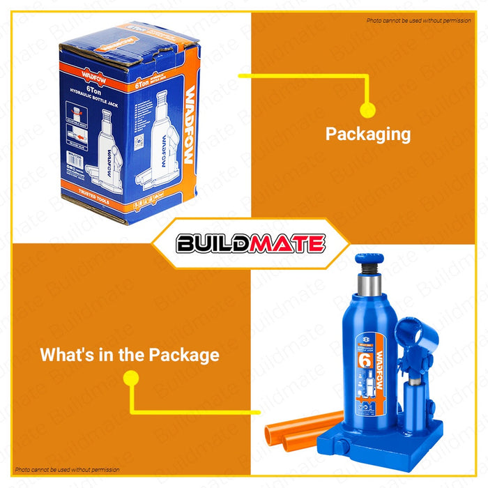 WADFOW 6 TONS Hydraulic Bottle Jack Welded Bottle Jack 6 Ton Easy Lifting WHJ1506 •BUILDMATE• WHT