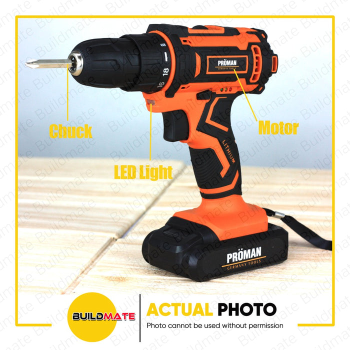 PROMAN Cordless Drill 20V PT-CD20V2B +FREE ECO BAG •BUILDMATE•