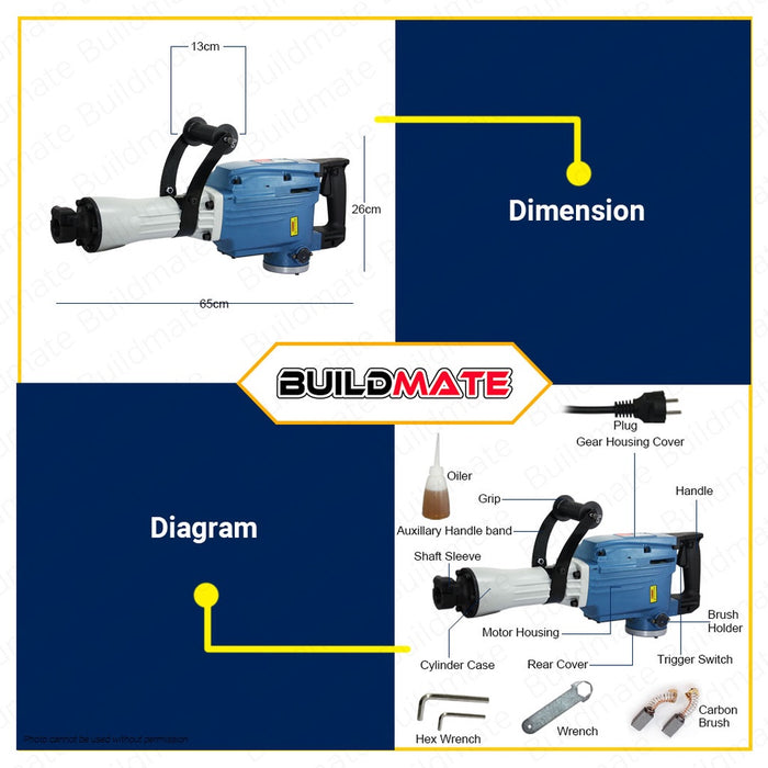 DONG CHENG Electric Percussion Demolition Hammer Drill 1240W DZG03-15 •BUILDMATE•