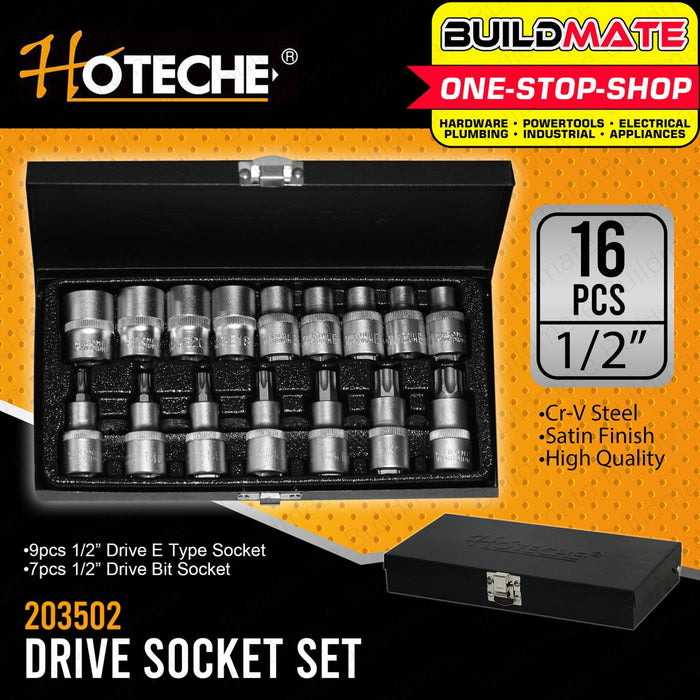 Hoteche 16 pcs 1/2 Drive Socket Bits Set HTC-203502 100% ORIGINAL / AUTHENTIC •BUILDMATE•