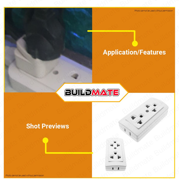 OMNI Surface Convenience Outlet w/Ground 2 Gang •BUILDMATE•