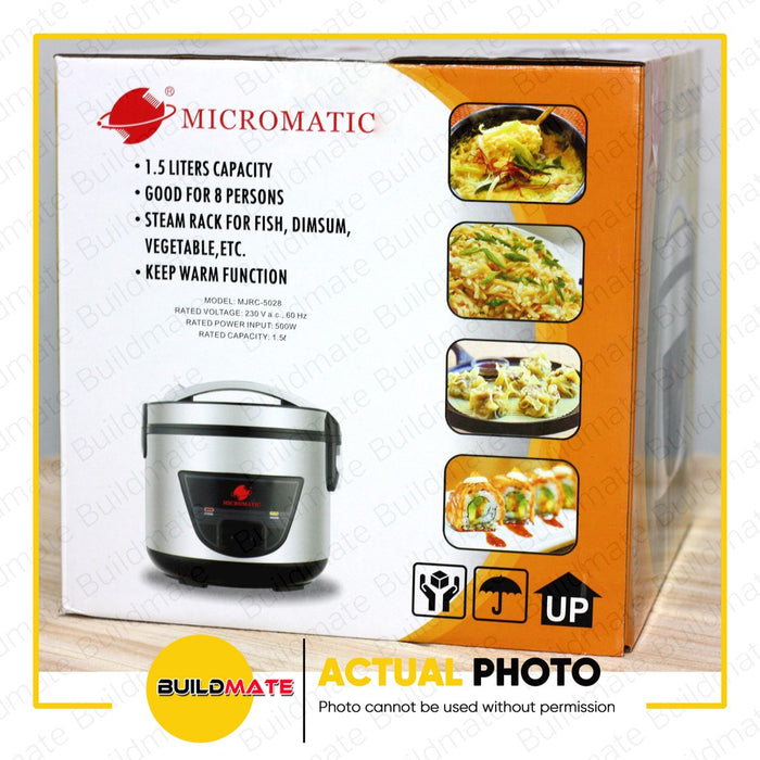 BUILDMATE Micromatic Jar Rice Cooker with Steamer 1.5L 5CUPS 500W Automatic Electric Cooker MJRC-5028