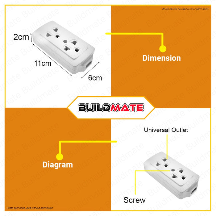 OMNI Surface Convenience Outlet w/Ground 2 Gang •BUILDMATE•