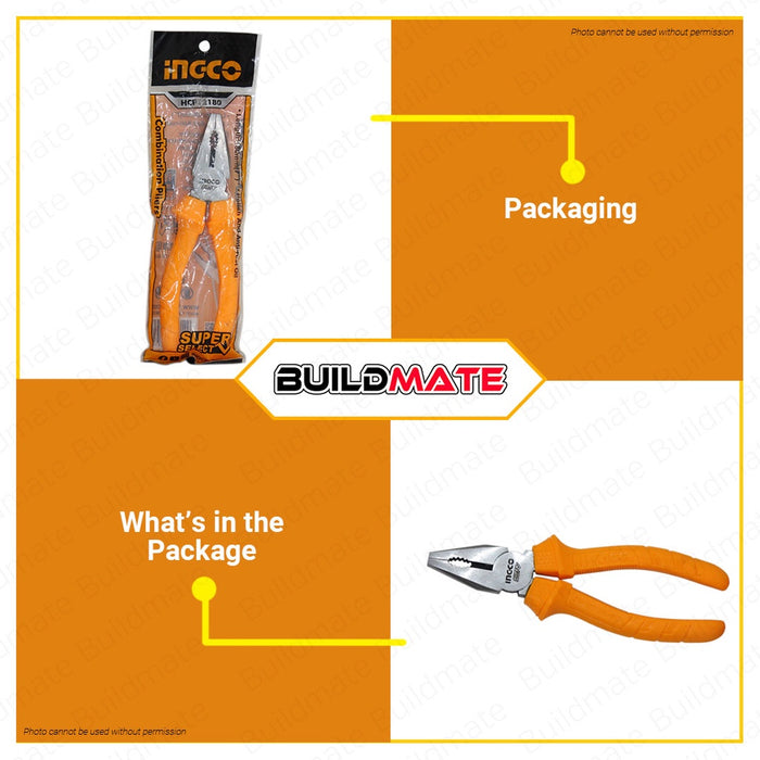 INGCO Combination Pliers 7" 180mm SUPER SELECT HCP12180 •BUILDMATE• HT2