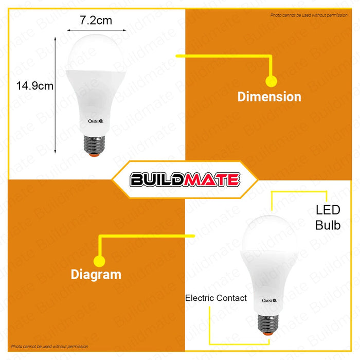 OMNI LED Lite A72 Bulb LLA72E27-15W DAY LIGHT | WARM WHITE SOLD PER PIECE •BUILDMATE•