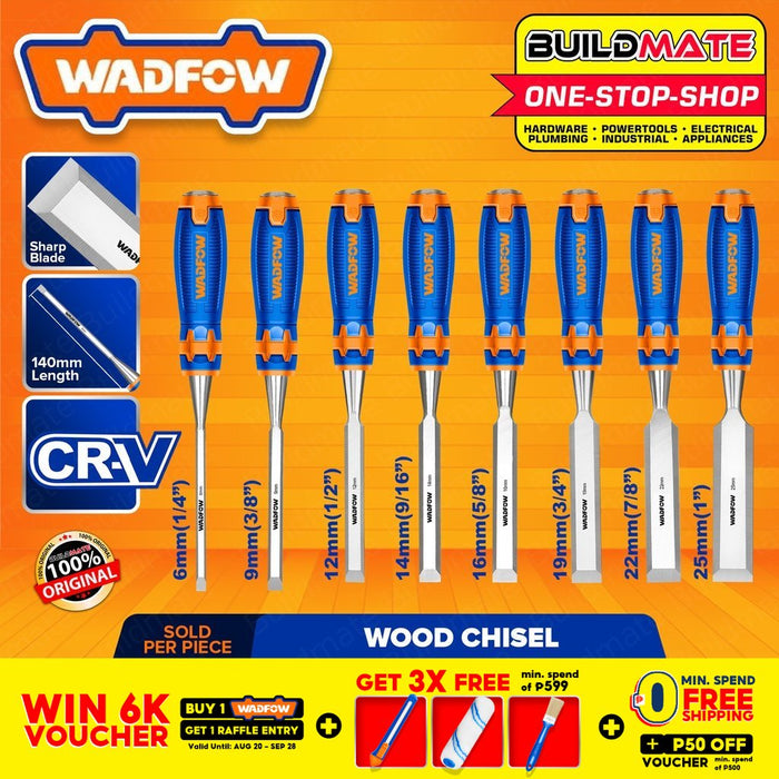 WADFOW Wood Chisel 6mm 9mm 12mm 14mm 16mm 19mm 22mm 25mm [SOLD PER PIECE] •BUILDMATE• WHT