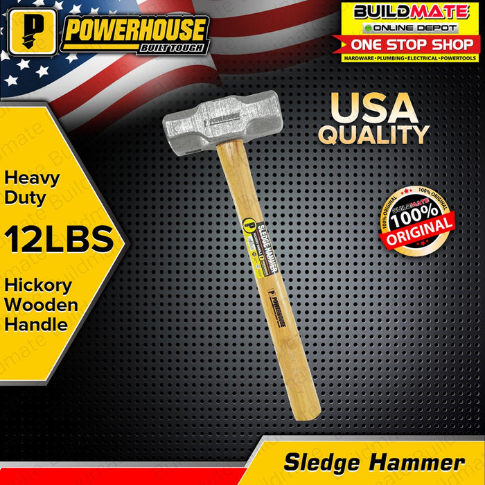 POWERHOUSE 12 LBS Sledge Hammer with Hickory Wooden Handle •BUILDMATE• PHHT