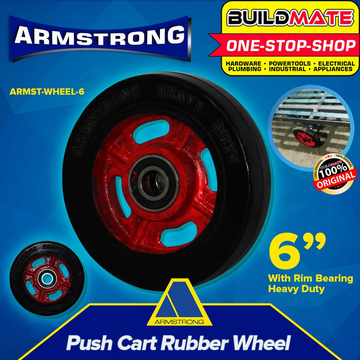 Armstrong Push Cart Rubber Wheel with Rim Bearing 152.4mm 6'' Heavy Duty AUTHENTIC •BUILDMATE•