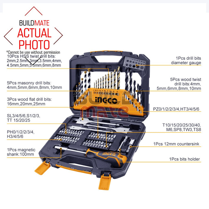 INGCO 67PCS Accessories SET with Case HKTAC010671  •BUILDMATE• IHT