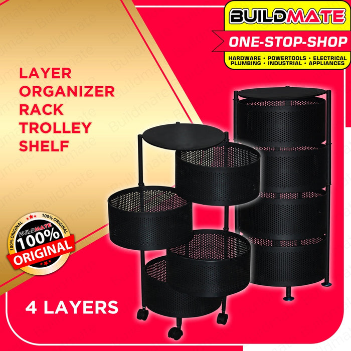 YUMEHOME 4 Layer Organizer Rack Trolley Shelf with Wheels CSR-4 •BUILDMATE•