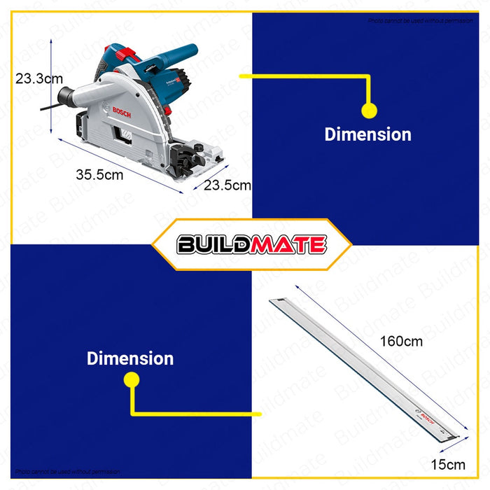 [SUPER SALE][2BOX] BOSCH Plunge Saw With Guide Rail GKT55 GCE FSN1600 0601675002 + 1600Z0000F •BUILDMATE• BPT