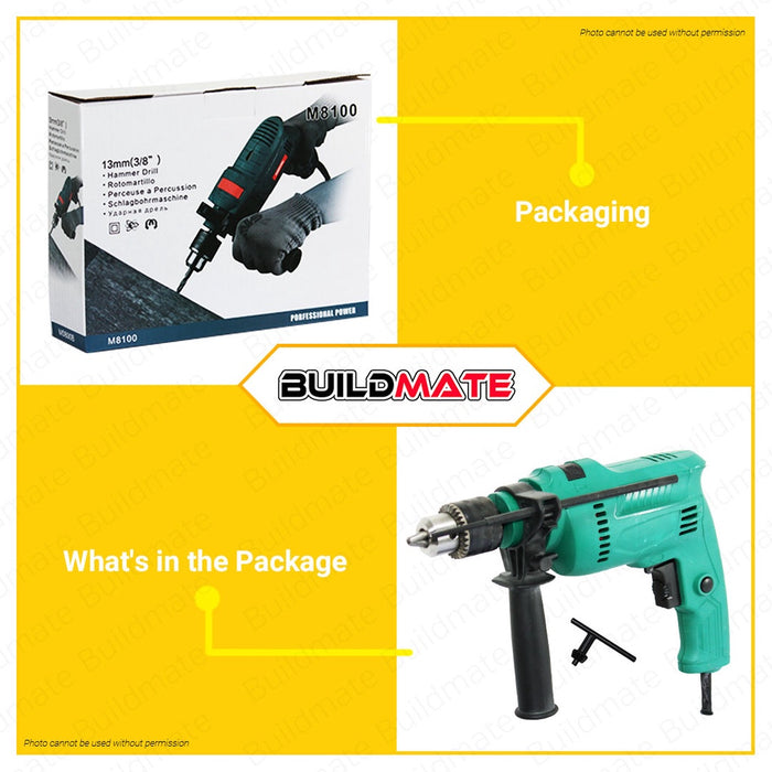 MKT Electric Impact Hammer Drill 13mm Powertools DIY For Masonry Concrete 71020 M8100 •BUILDMATE•