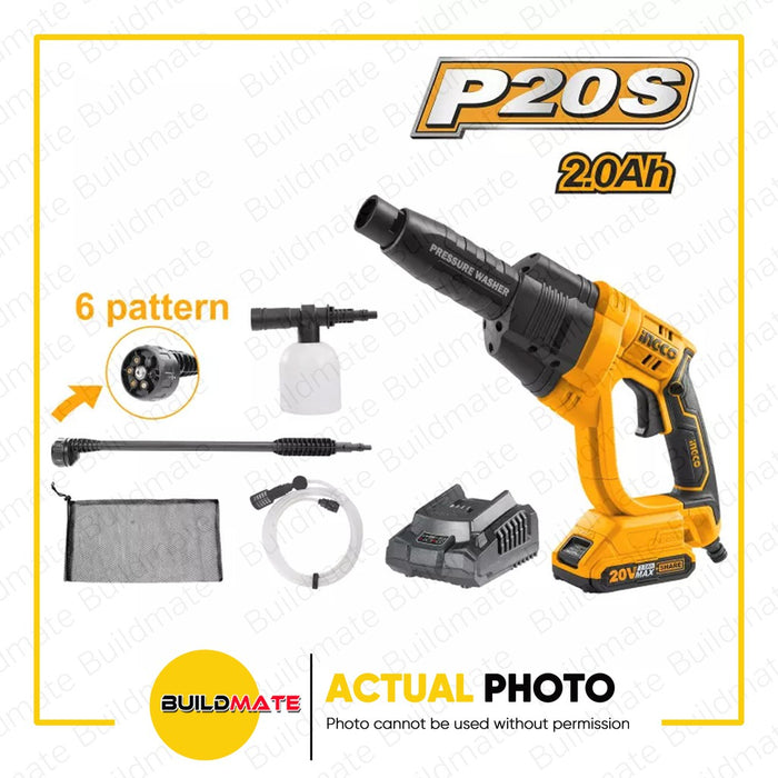 INGCO Lithium-Ion Cordless Pressure Washer 20V with Battery and Charger CPWLI20082P | CPWLI2008 ICPT