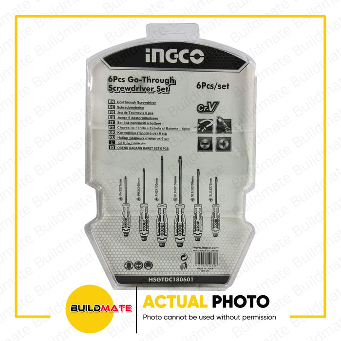 INGCO 6PCS Go-Through Screwdriver Set HSGTDC180601 •BUILDMATE• IHT