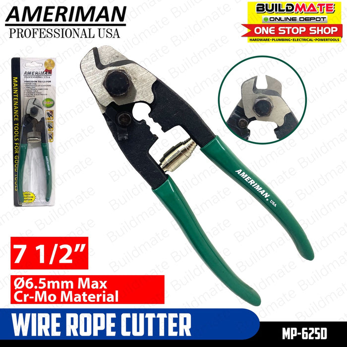 AMERIMAN Wire Rope Cutter Pliers Scissors 7.5" MP-625D •BUILDMATE•